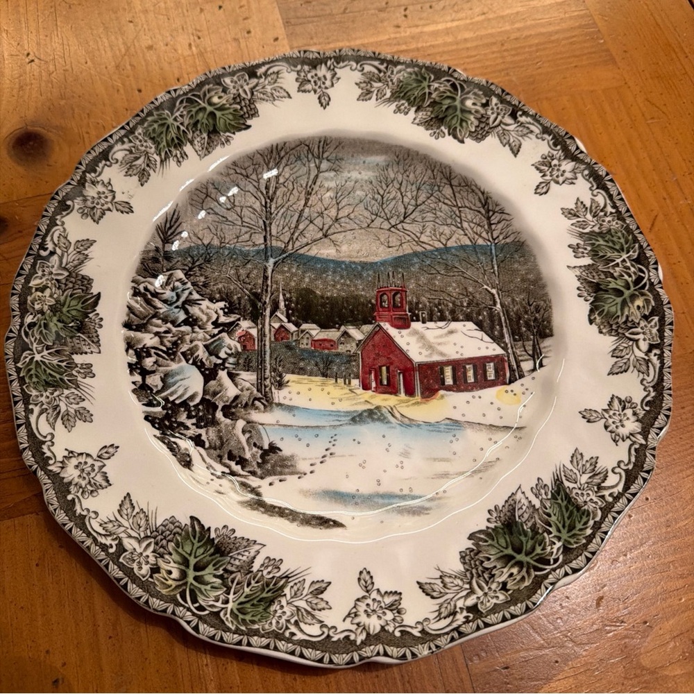 Johnson Bros The Friendly Village Winter Scene Dinner Plate One Size Cream Brown